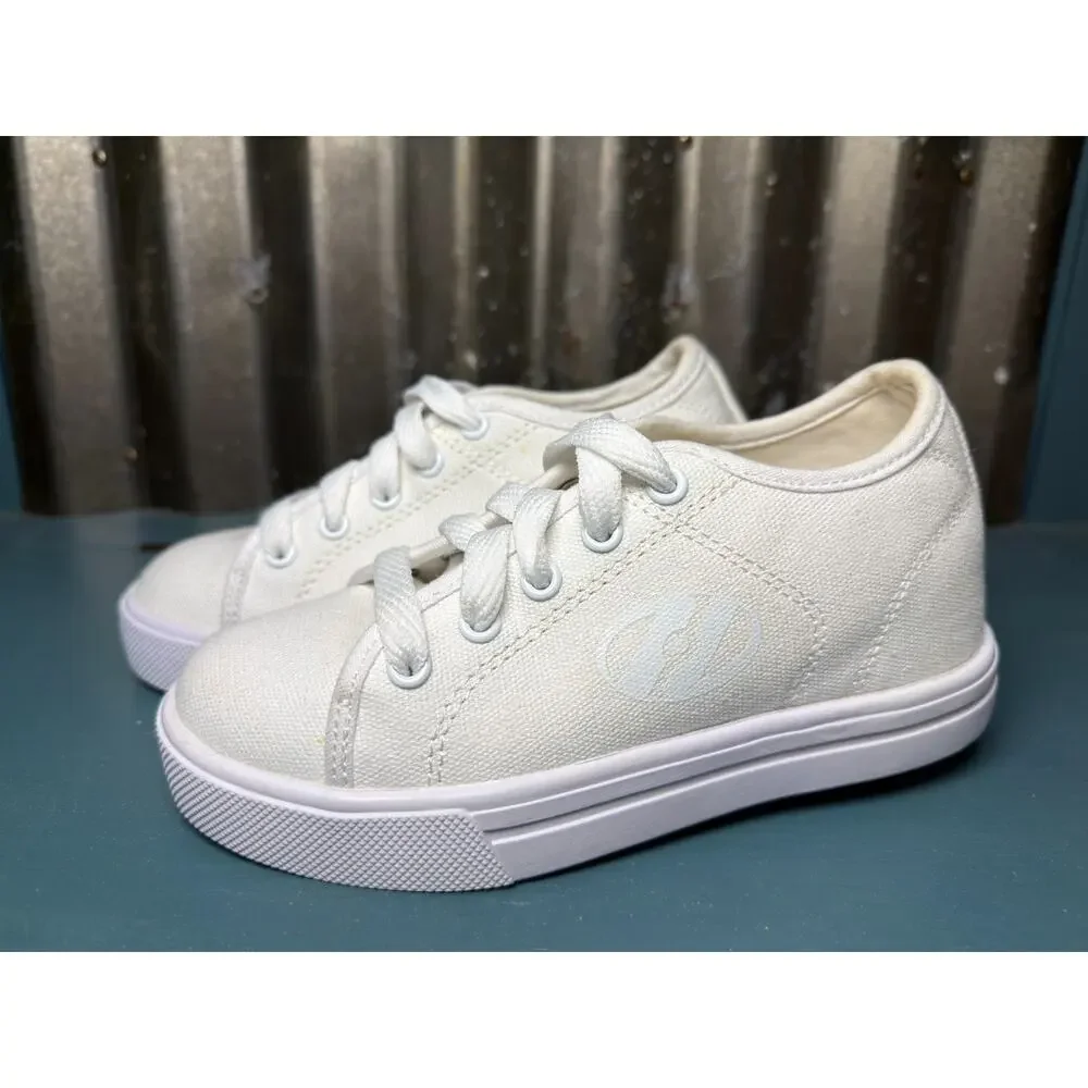 Heelys White Canvas Roller Skate Shoes Kids Size 13 HES10454 Wheels Sneakers